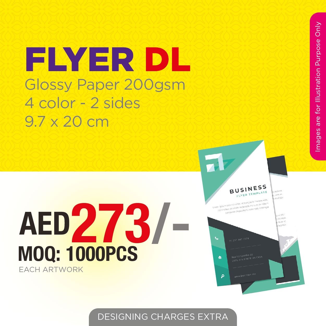 DL Flyer Printing 200gsm Glossy Paper | Double-Sided Full Color Flyers UAE